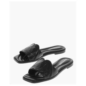 Alexander McQueen Embossed Leather Sliders with Cuir Sole