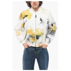 Alexander McQueen Front Zipped BLURRED Padded Bomber Jacket