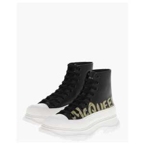 Alexander McQueen Printed Leather Boots with Platform