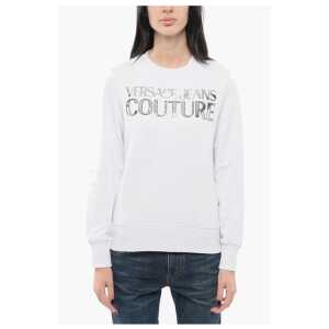 Versace JEANS COUTURE Crew Neck MIRROR Sweatshirt with Lamè Logo