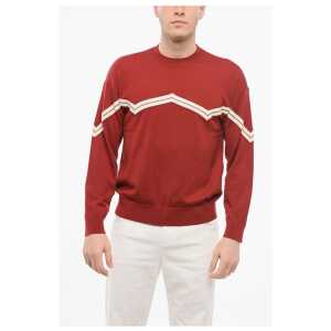 Armani EMPORIO Virgin Wool Sweater with Herringbone Embroidery