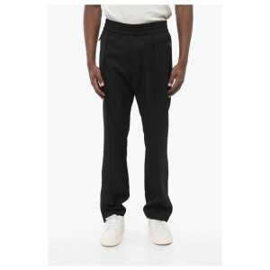 Armani EMPORIO Single-pleated Virgin Wool Pants with Elastic Waistb