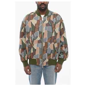 Armani EMPORIO Sustainable Cotton Blend Bomber Jacket with Geometri