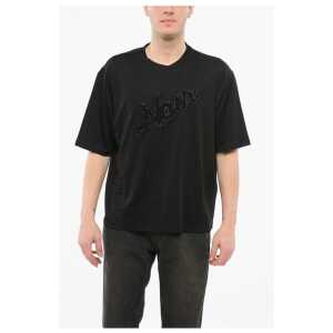 Armani EMPORIO Cotton Blend NOIR T-Shirt with Beaded Embroidery