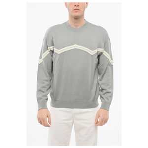 Armani EMPORIO Virgin Wool Sweater with Herringbone Embroidery