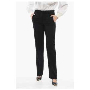 Versace Jacquard Wool Pants with Satin Side Bands