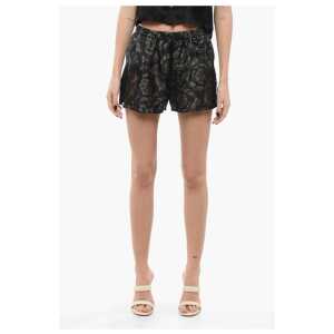 Versace Silk Barocco Shorts with Lace