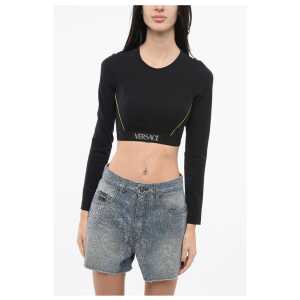 Versace Crop Top with Logoed Band