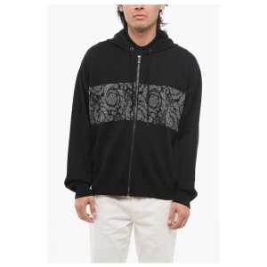 Versace Zip-up Barocco Patterned Pullover with Hood