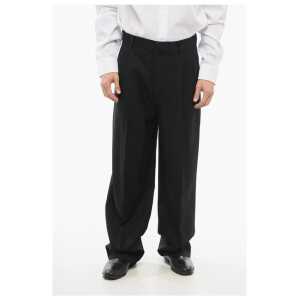 Versace Double-pleated Virgin Wool Pants with Belt Loops
