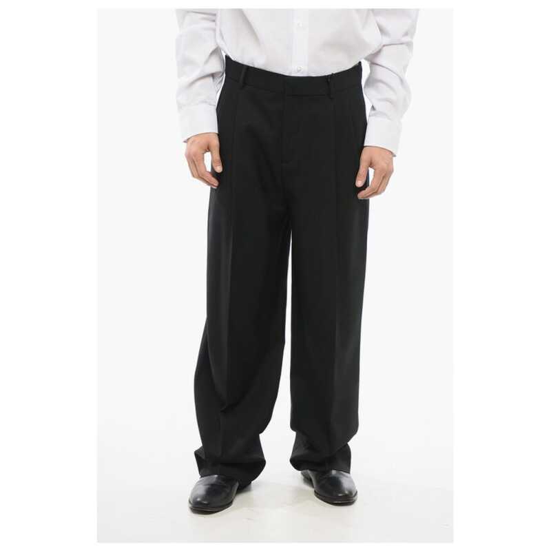 Versace Double-pleated Virgin Wool Pants with Belt Loops, theFeinheit
