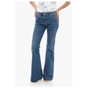 Versace Dark Washed Bootcut Denims with Logoed Morsets 32cm