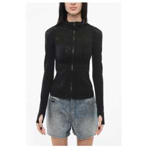 Versace Tech Hoodie Top with Logo Motif