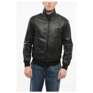 Armani GIORGIO Reversible Leather Jacket with Embroidered Logo