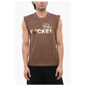 Dsquared² Metallic Effect Print FUCKER Sleeveless T-Shirt