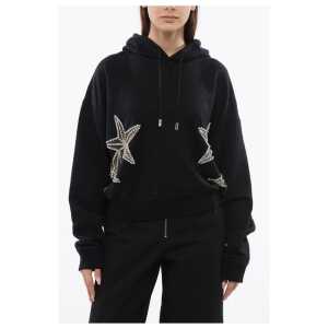 Dsquared² See Through Inserted STAR Hoodie with Rhinestones