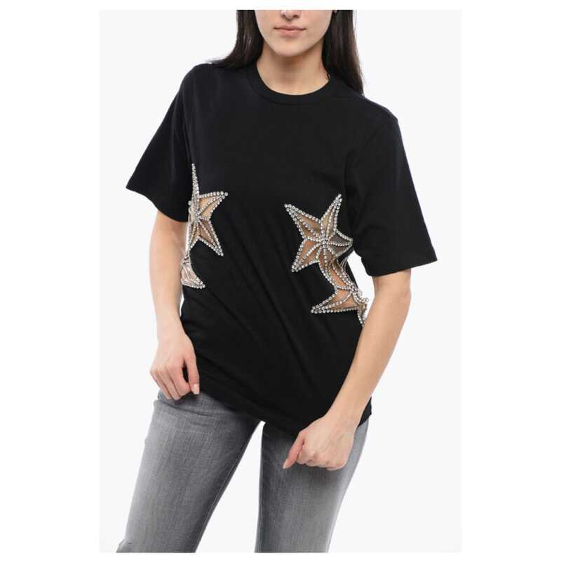 Dsquared² Crew Neck STAR T-Shirt with See Through Inserts and Rhinesto, theFeinheit