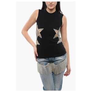 Dsquared² Crystal and Mesh Inserted STAR Tank Top