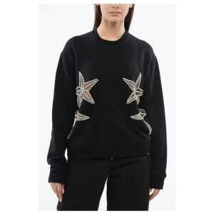 Dsquared² Crew Neck STAR Sweatshirt with See-Through Inserts and Rhine