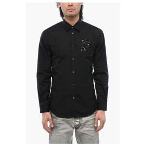 Dsquared² Long Sleeved NIGHT COLLEGE Shirt With Sequined Logo