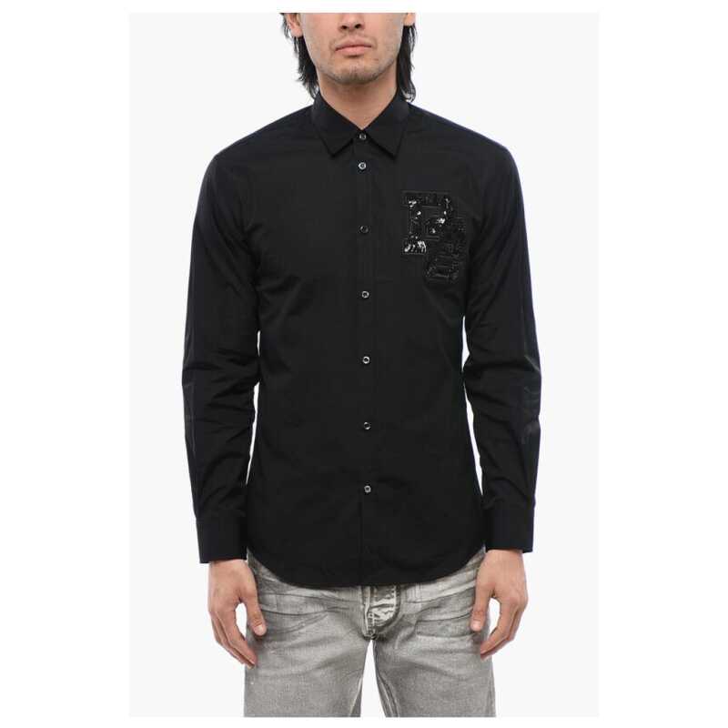Dsquared² Long Sleeved NIGHT COLLEGE Shirt With Sequined Logo, theFeinheit