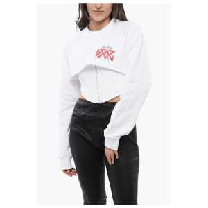 Dsquared² Cropped Fit ROCK Sweatshirt with Corset Detail