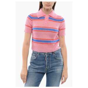 Dsquared² Mohair Blend SOFT Crop Polo with Balanced Stripe Motif