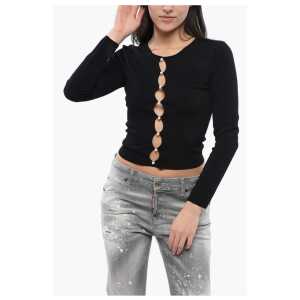 Dsquared² Knitted Cut-out Top with Pearl Detail