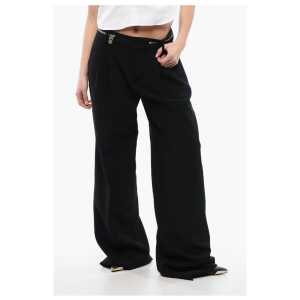 Dsquared² Double-pleated ICON Palazzo Pants with Zip Waist Detail