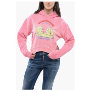 Dsquared² Brushed Cotton CAMPING OUT Cropped Fit Hoodie