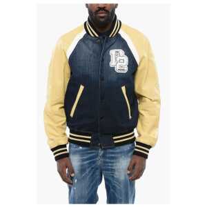 Dsquared² Denim Bomber Jacket with Eco-leather Sleeves