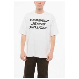 Versace JEANS COUTURE Cotton Loose Fit T-Shirt with Printed Logo