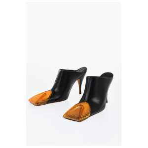 Off-White Leather LUNAR Mules With Statement Detail Heel 11 cm