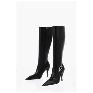 Off-White Leather HIgh Boots With Cut-Out Details Heel 11 cm