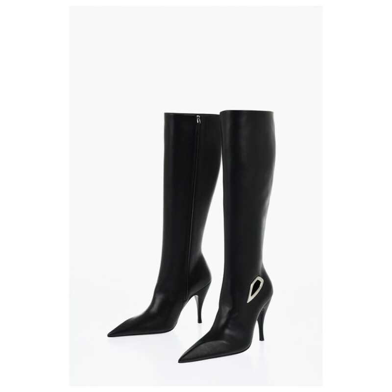 Off-White Leather HIgh Boots With Cut-Out Details Heel 11 cm, theFeinheit