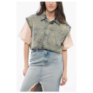 Rick Owens Denim Cropped Jacket with Laces