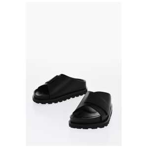 Jil Sander Leather Slides With Strap Closure