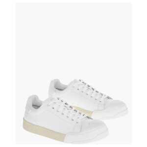 Marni Monochrome Leather Sneakers with Rubber Toe