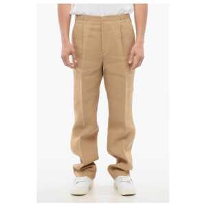 Fendi Textile Paper Pants with Elastic Waistband