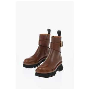 Chloé Leather Boots With Buckle Detail And Tank Sole