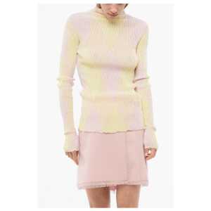 Burberry Turtleneck Silk Blend Sweater with Argyle Motif