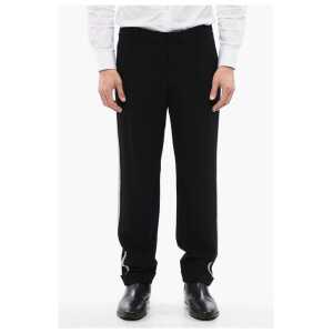 Balmain Viscose Chinos Pants with Side Rhinestoned Bands