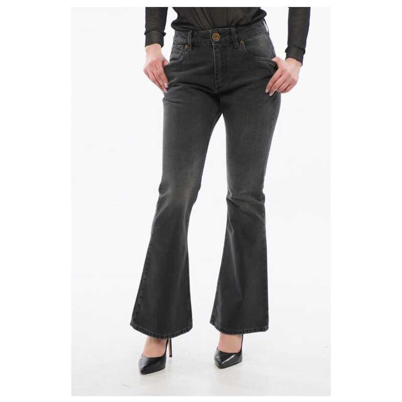 Balmain Cropped Fit Bootcut Denims with Belt Loops, theFeinheit
