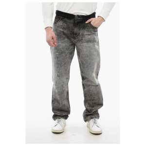 Balmain Distressed Straight Denims with Stonewash Effect