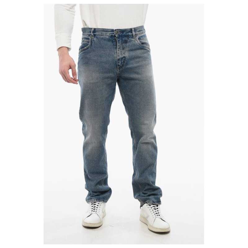 Balmain Distressed Straight Denims with Light Wash, theFeinheit