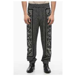 Balmain Monogram Viscose Pants with Cuffs