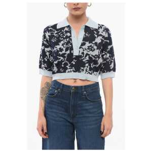 Kenzo Jacquard Cotton Blend Cropped Fit Polo