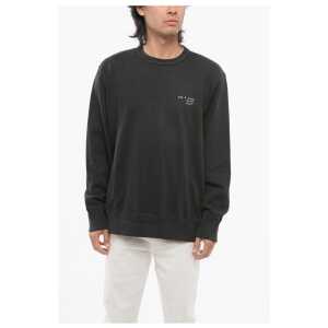 Rag&Bone Crew Neck Brushed Cotton Sweatshirt with Printed Logo