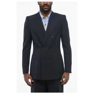 Dries Van Noten Double-breasted BRUCE Wool Blend Blazer with Patch Pockets