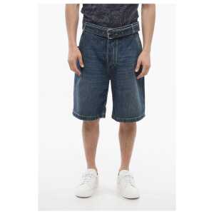 Bottega Veneta Mid Washed Denim Shorts with Belt